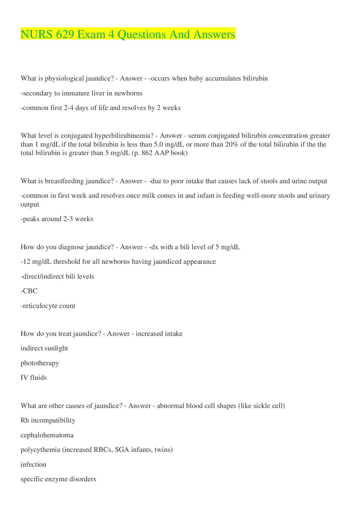 Preview of NURS 629 Exam 4 (Latest 2022/2023) Verified Contents by Expert.